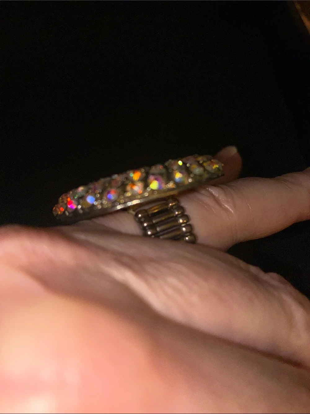 Aurora-Inspired Multicolor Crystal Cocktail Stretch Ring